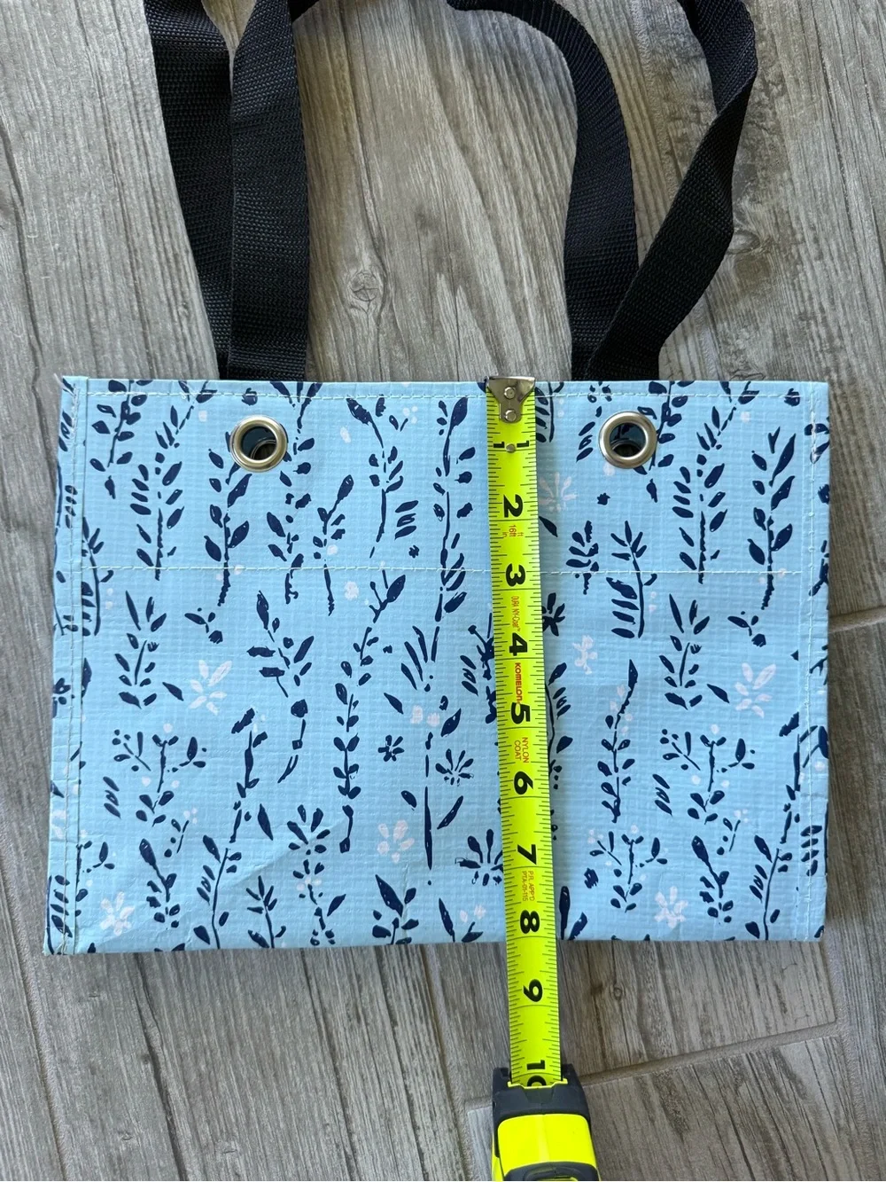Scout Light Blue Floral gift Bag with Black Straps